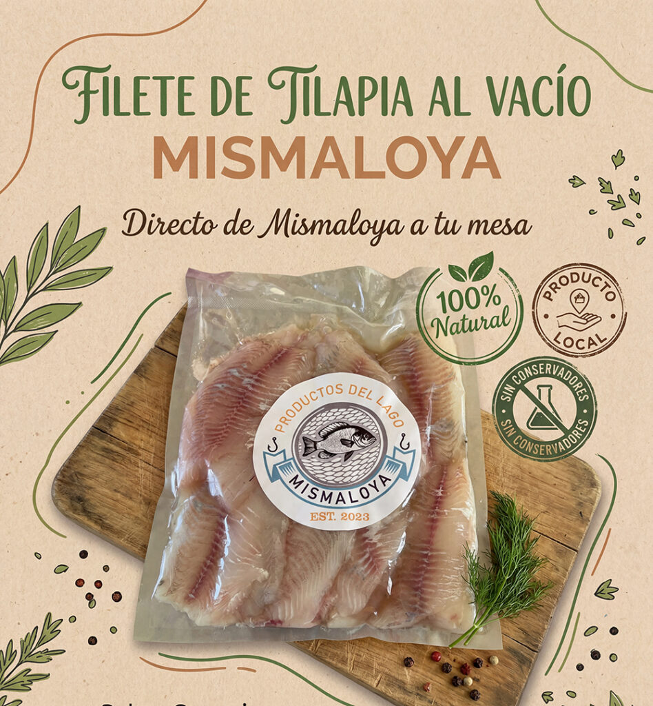 firefly gemini flash crea un flyer estilo natural artesanal para “filete de tilapia al vacío”. paleta kra 175195